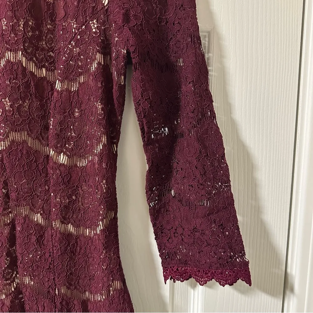 Francesca’s Burgundy Lace Dress with Tulle - Image 5