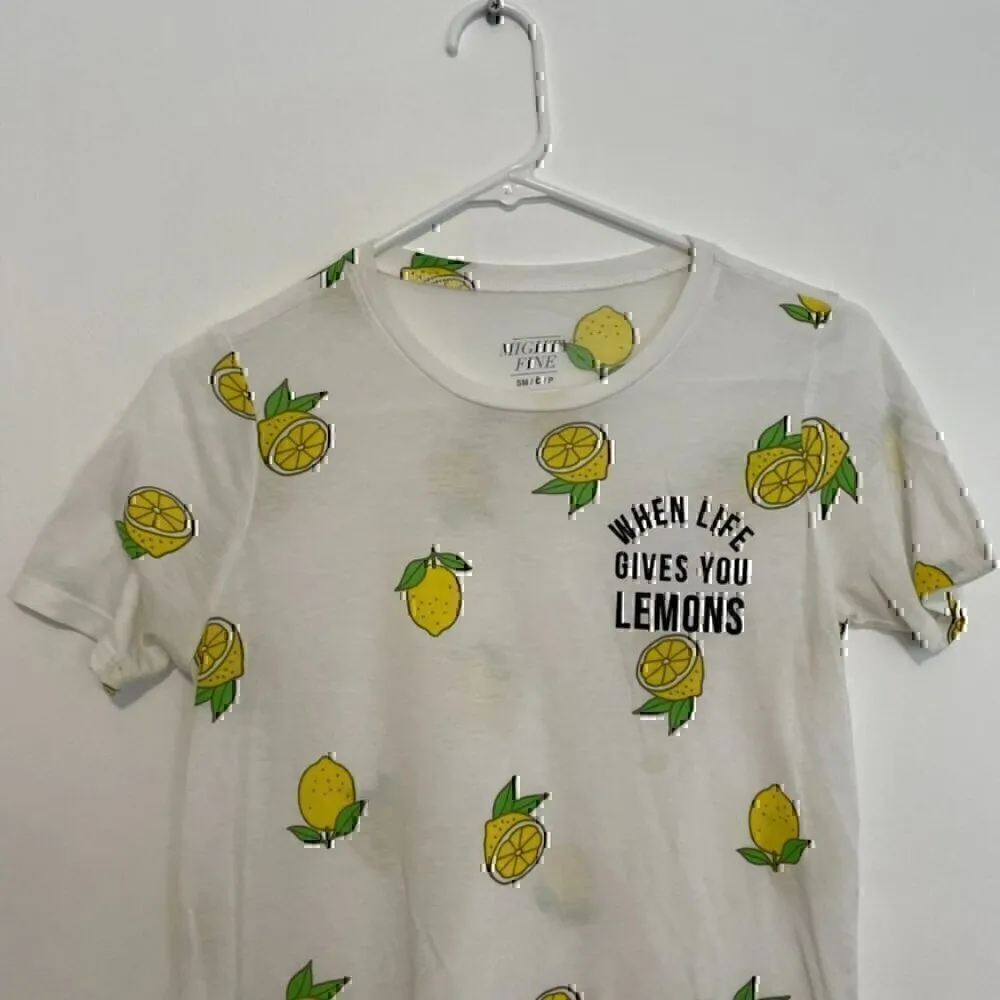 MIGHTY FINE When Life Gives You Lemons White Fruit Graphic Short Sleeve T-Shirt - Image 5