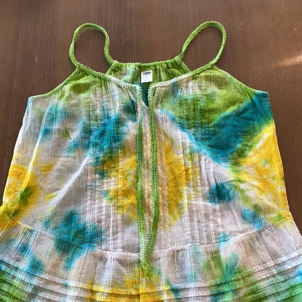 Old Navy tie dye 100% cotton tank top bohemian summer festival - Image 2