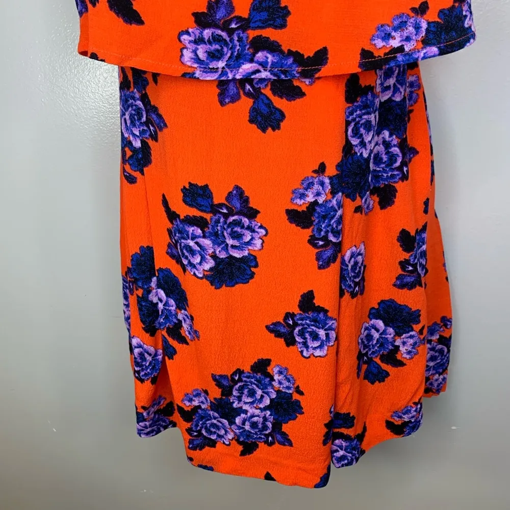 Minkpink Orange and Purple Floral Dress Size XS - Image 6