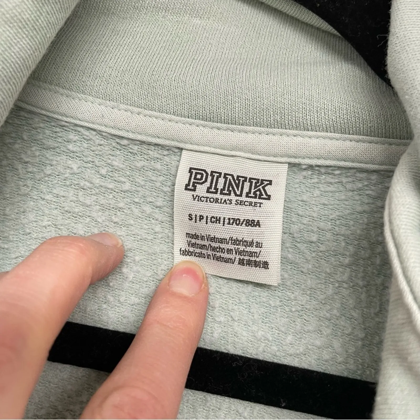 Pink Victoria Secret Moss Green Quarter Zip Pullover Sweater Oversized Womens S - Image 3