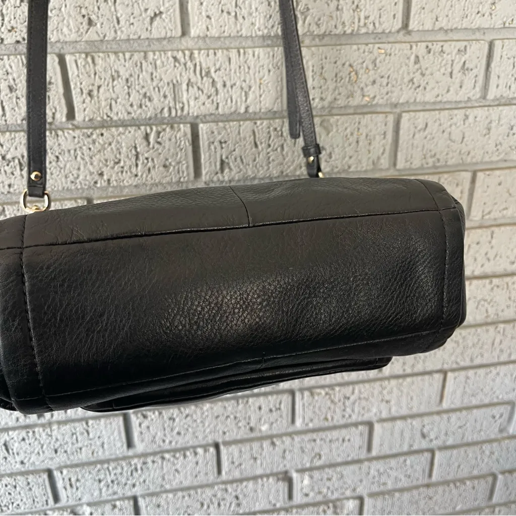 Coach Madison Small Sadie Leather Flap Satchel Bag Black Gold 26624 - Image 7