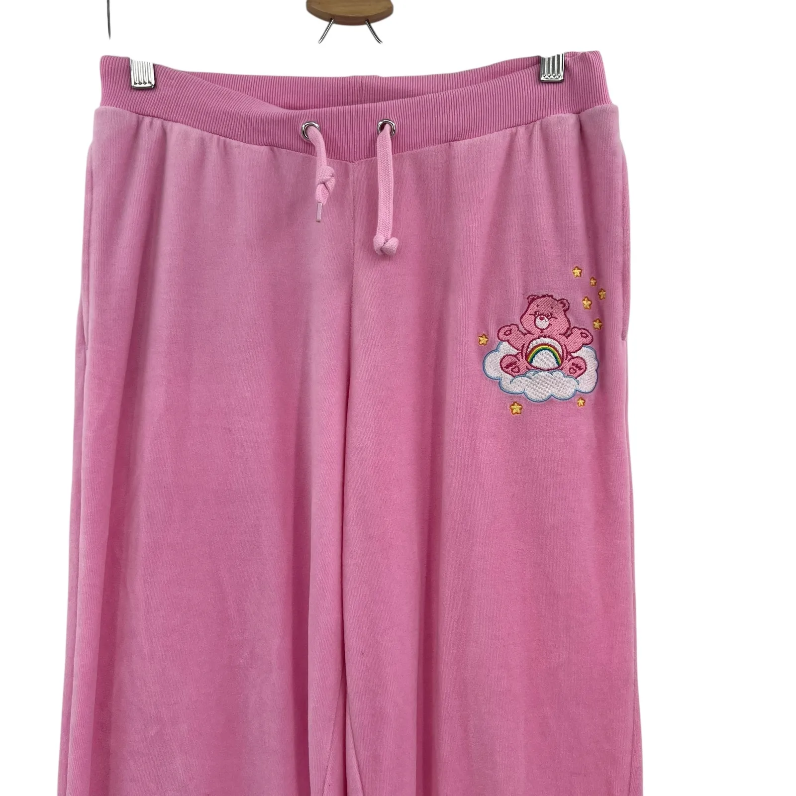 Dolls Kill x Care Bears Velour Track Pants Cheer Bear‎ Pink Y2K Size Medium - Image 3