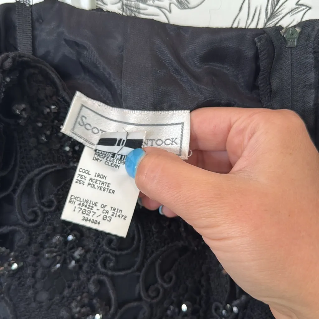 Scott McClintock vintage bedazzled jacquard goth pencil dress Black Size 10 - Image 6