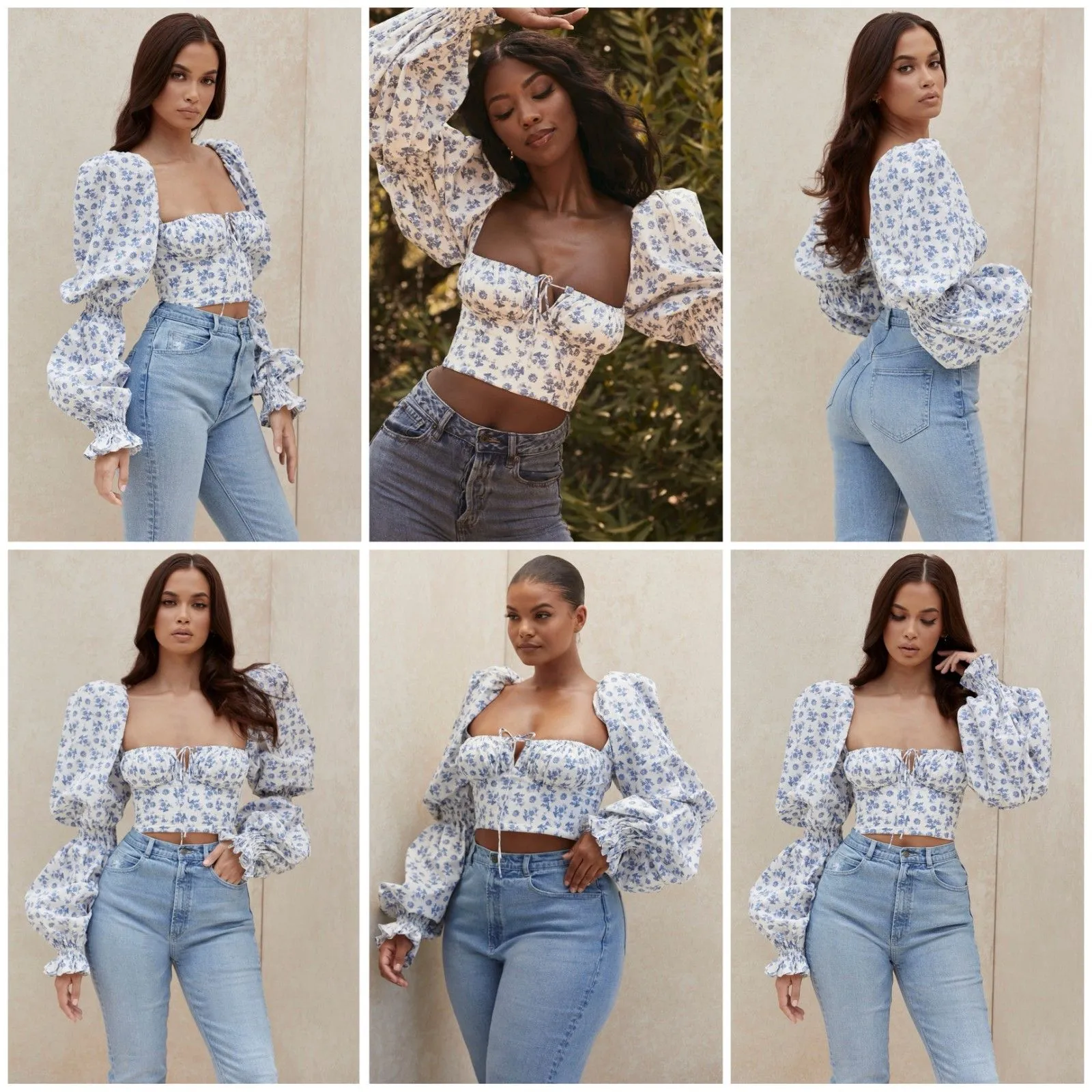 🆕 House of CB Millicent Blue Print Cropped Corset Top - Image 2