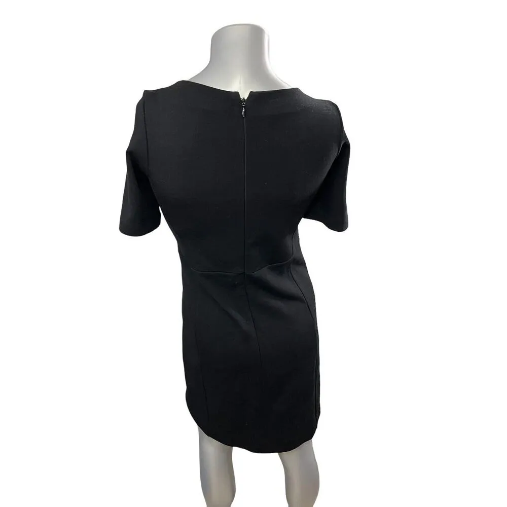 J. CREW Shift Dress Wool Women's 4 Black Stretch Half Sleeve Career Workwear - Image 2
