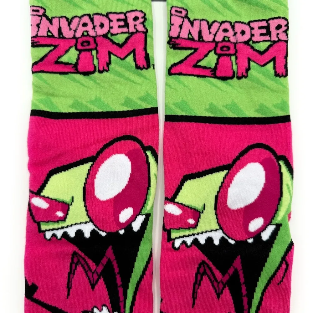 Odd Sox Invader Zim Gir Crew Socks Mens Womens Nickelodeon Green Pink Y2K Gift - Image 4