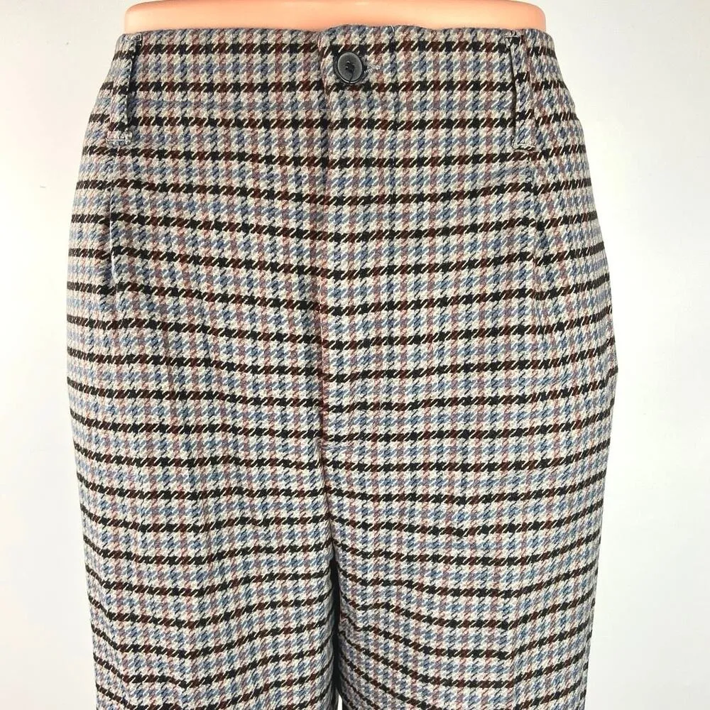 NEW Zara Woman Gray Tweed Houndstooth Tapered Plaid Straight Leg Dress Pants L - Image 4