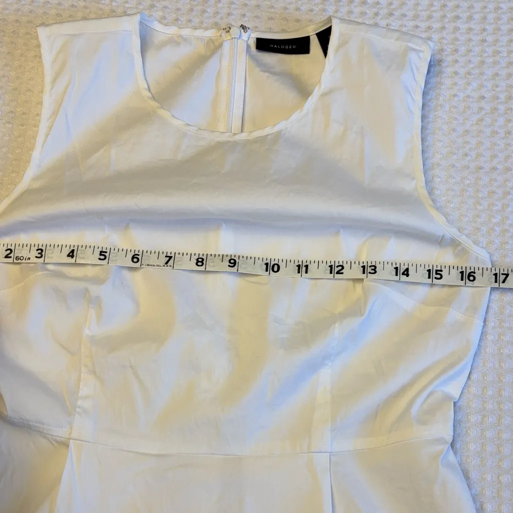 Halogen Size SMALL Classic White Sleeveless Asymmetrical Peplum Blouse - Image 14