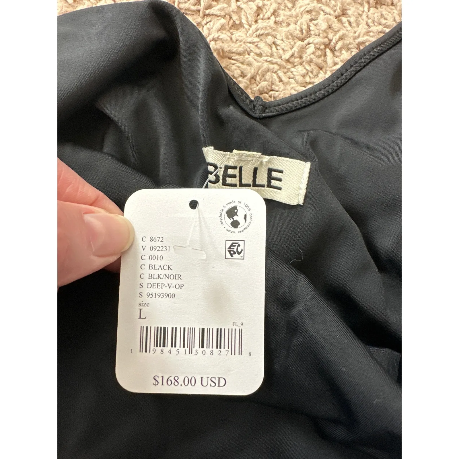 Free People NWT Belle The Label Black Deep V One Piece Swimsuit Size L - Image 6