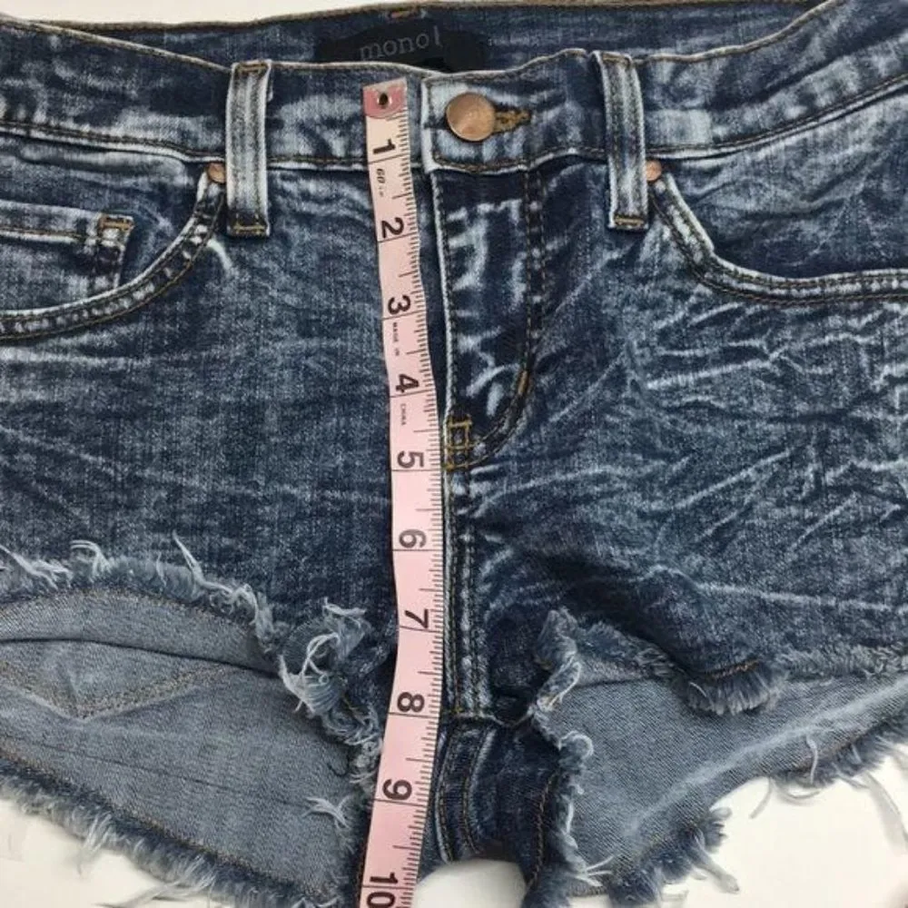 Mono b shorts blue denim stone wash Y L distressed Size undefined - Image 6