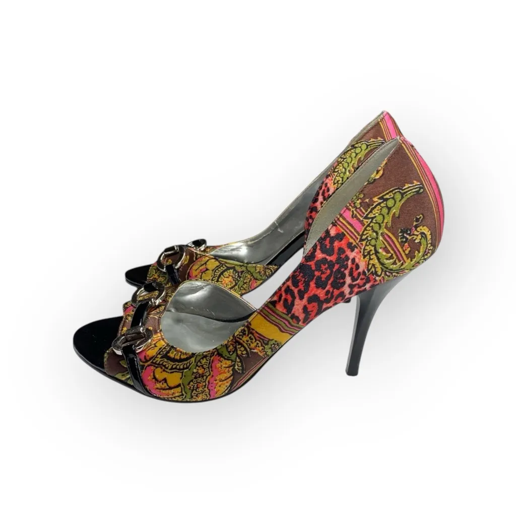 Carlos Santana ༄ Roulette Printed D’Orsay Peep Toe Horsebit Pumps ༄ Leopard Mix - Image 5