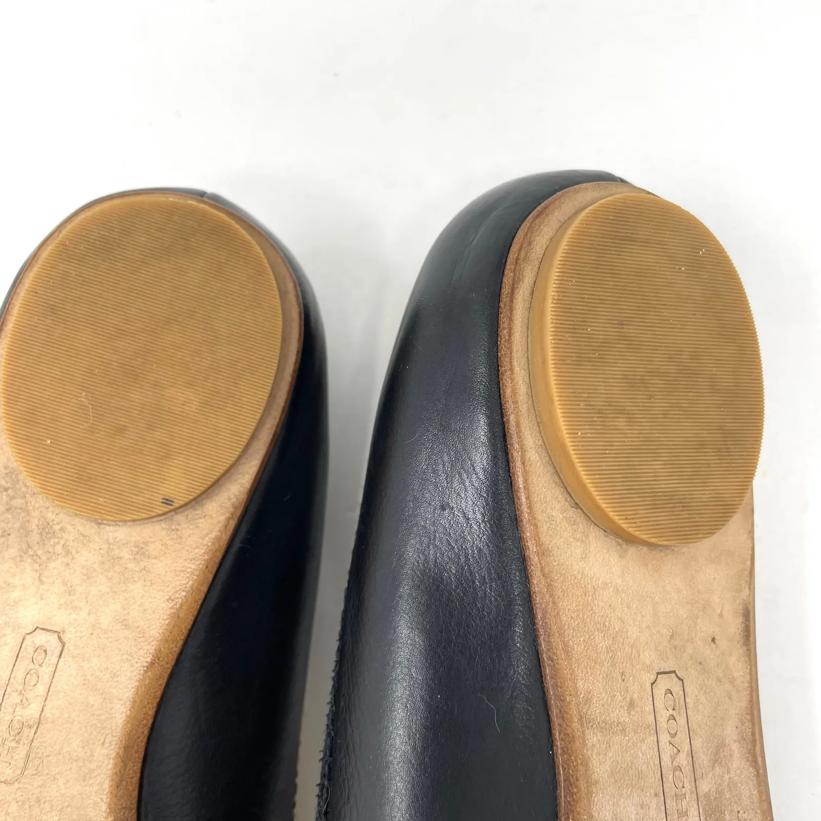 Coach Antonia Black Leather Classic Ballet Flats Shoes Bow Logo preppy Womens 7 - Image 14