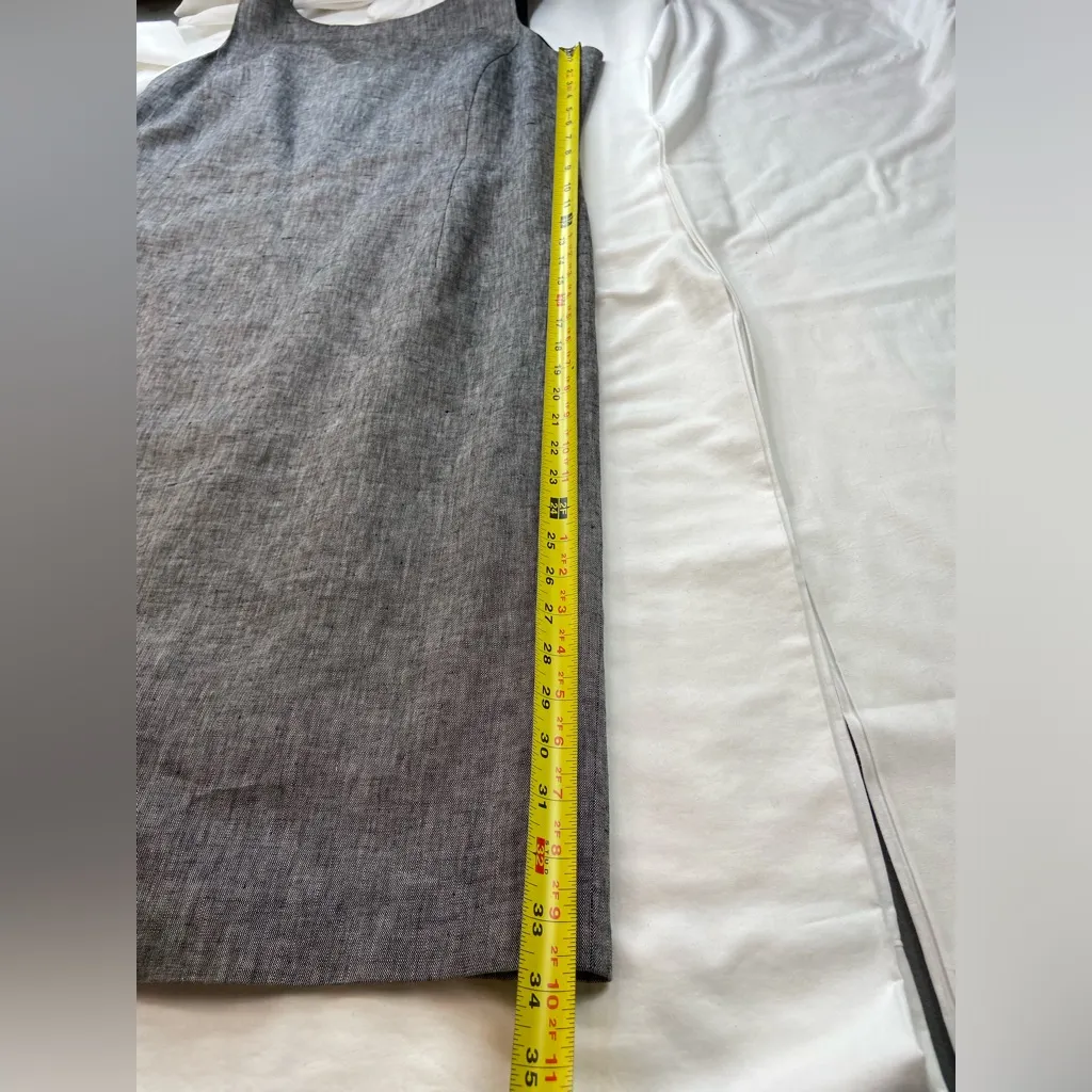 Ellen Tracy Linen High Scoop Neck Sleeveless Sheath Dress‎ Classic Size 16 - Image 6