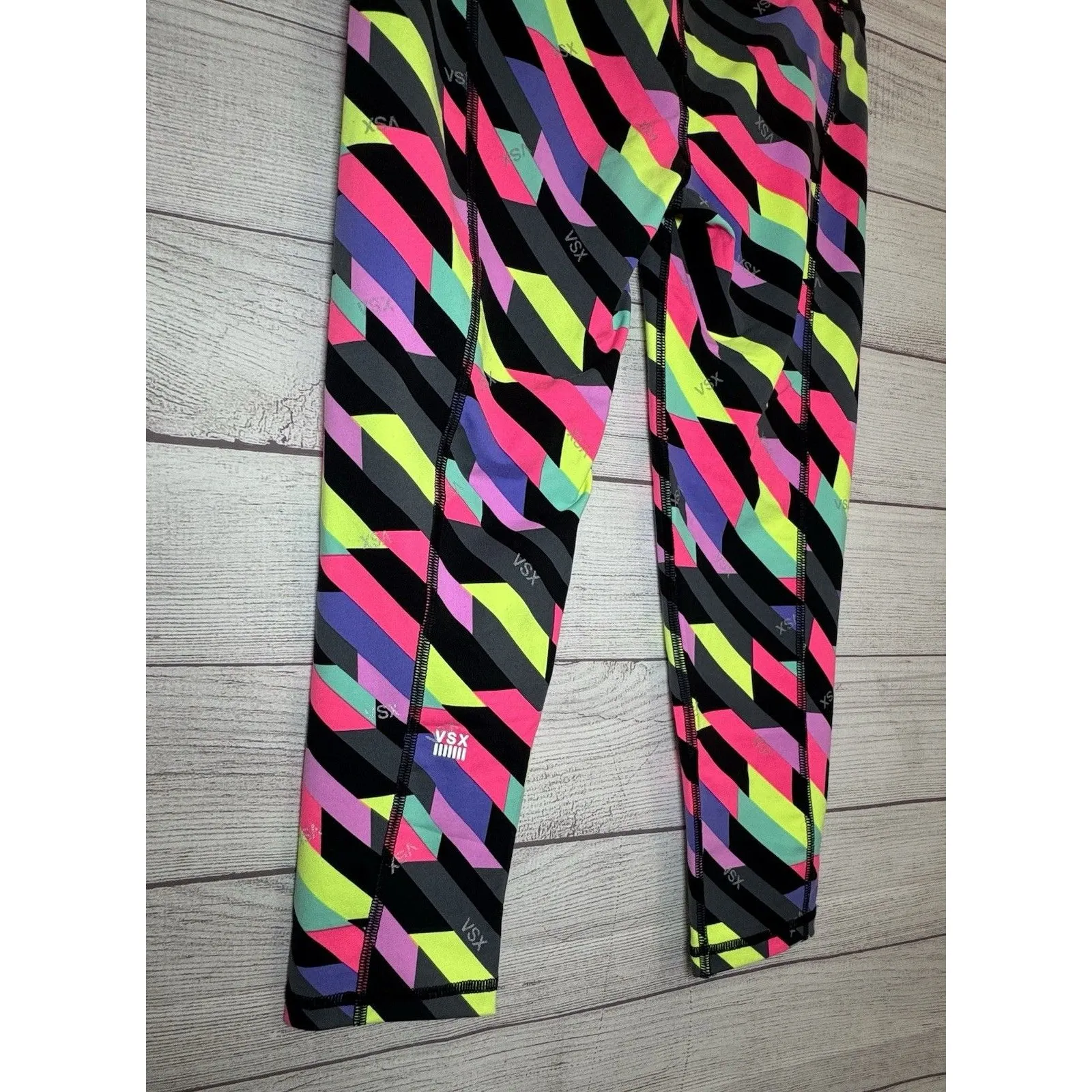 Victorias Secret VSX SPORT  Gym Yoga Workout Leggings Neon Color Block SMALL - Image 6