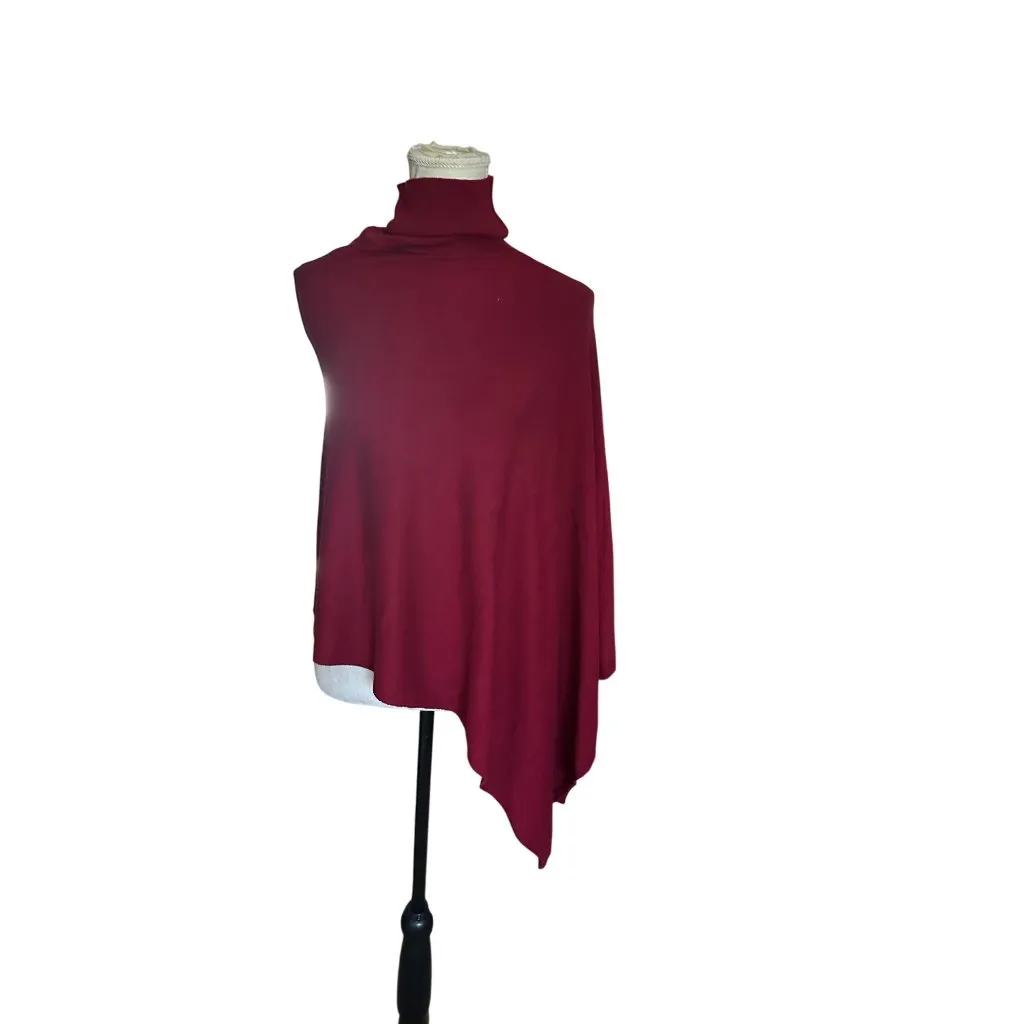 Kerisma Burgundy Asymmetrical Poncho O/S Cashmere Blend Womens Knit Wrap Poncho - Image 7