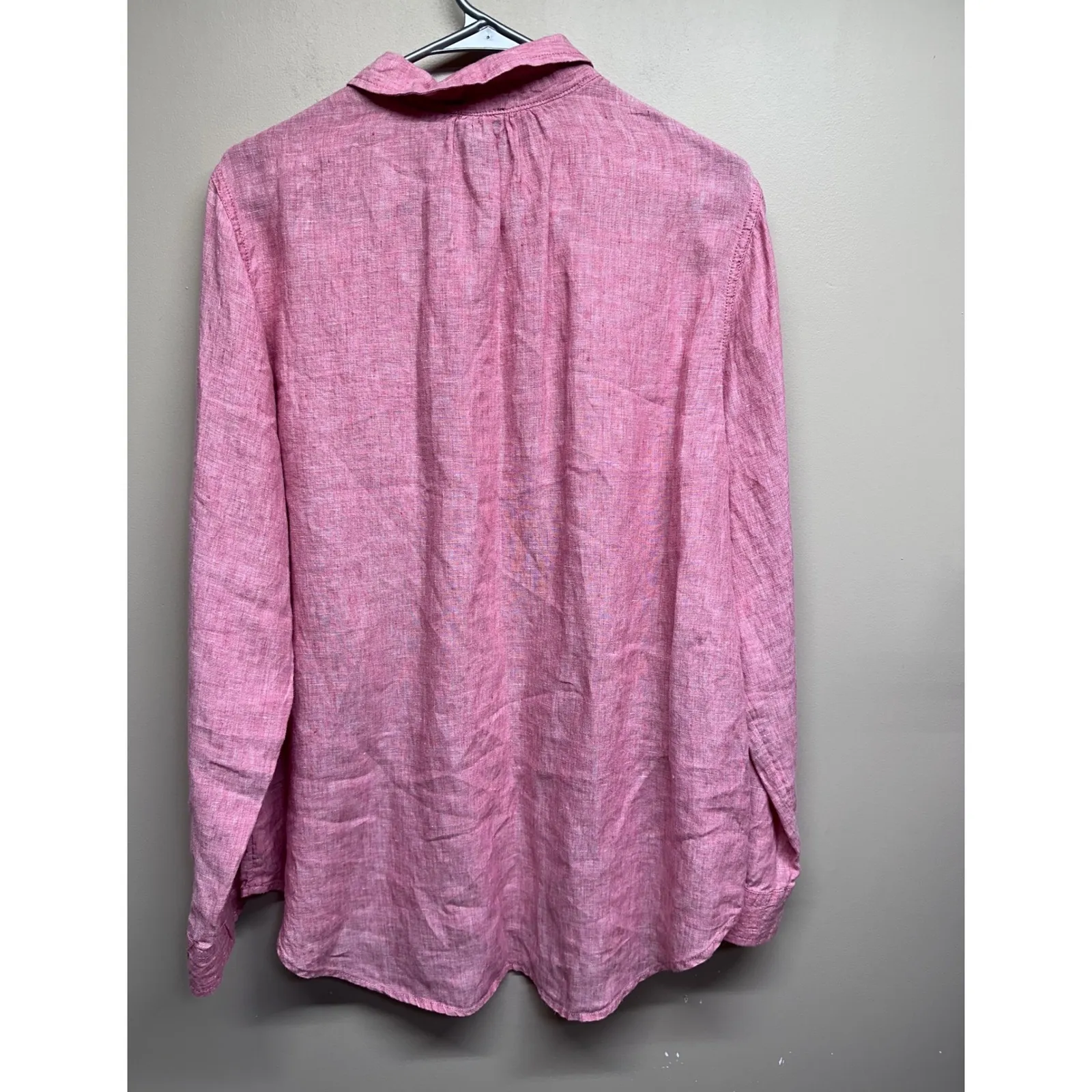 Jones New York Womens Pink Linen Button Up Shirt Long Sleeve Size XL - Image 2