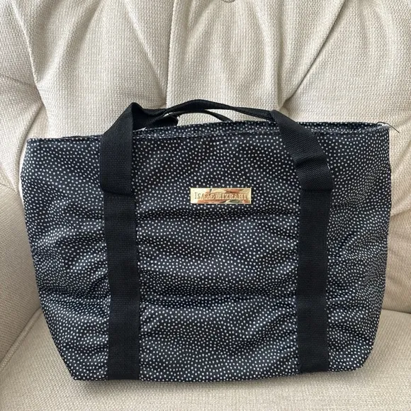 Isaac Mizrahi Black and White Tote Elegant Structured Design-Insulated Lunch Box - Image 1