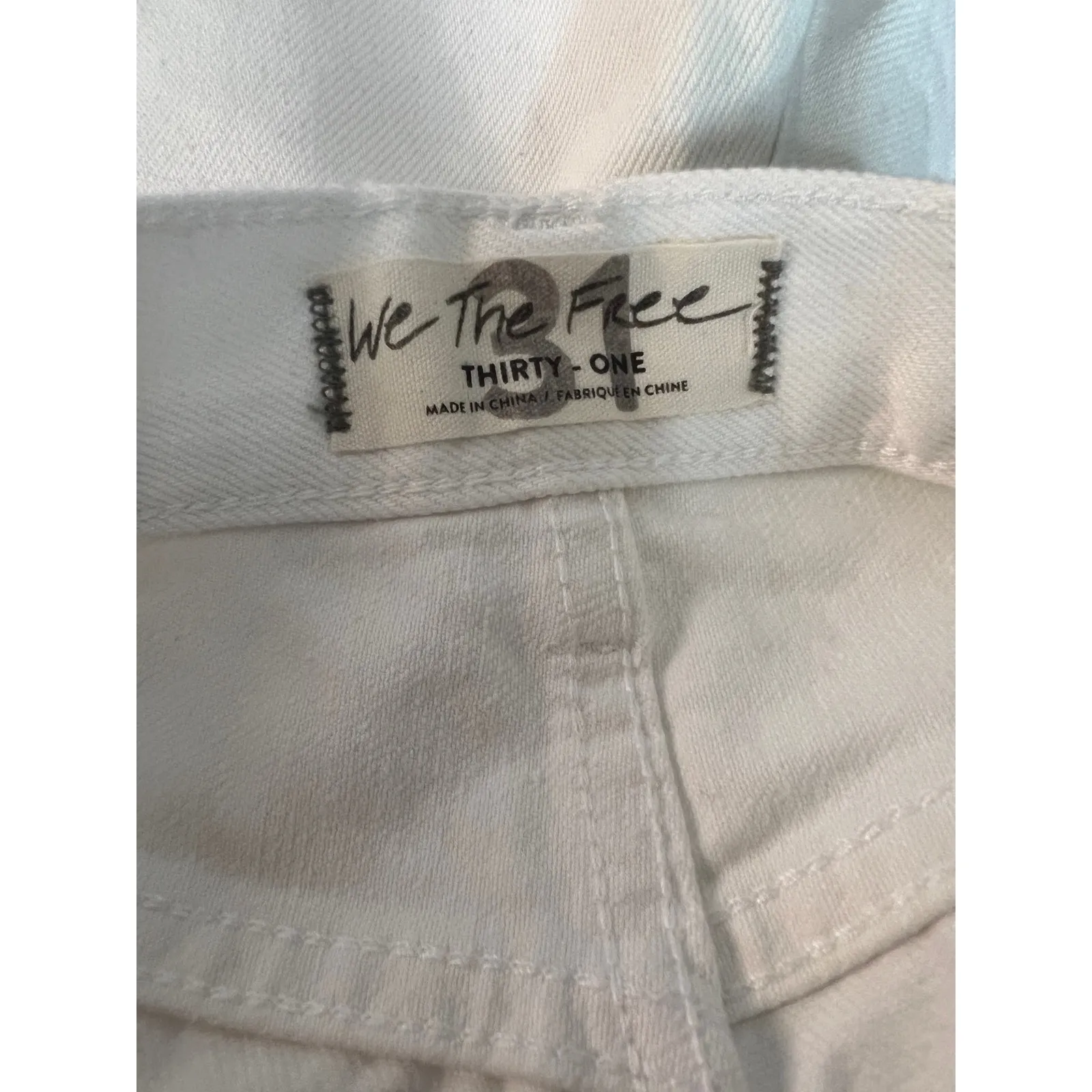 We the Free People Womens‎ Distressed Denim Shorts Stretch Pure White Size 31 - Image 3