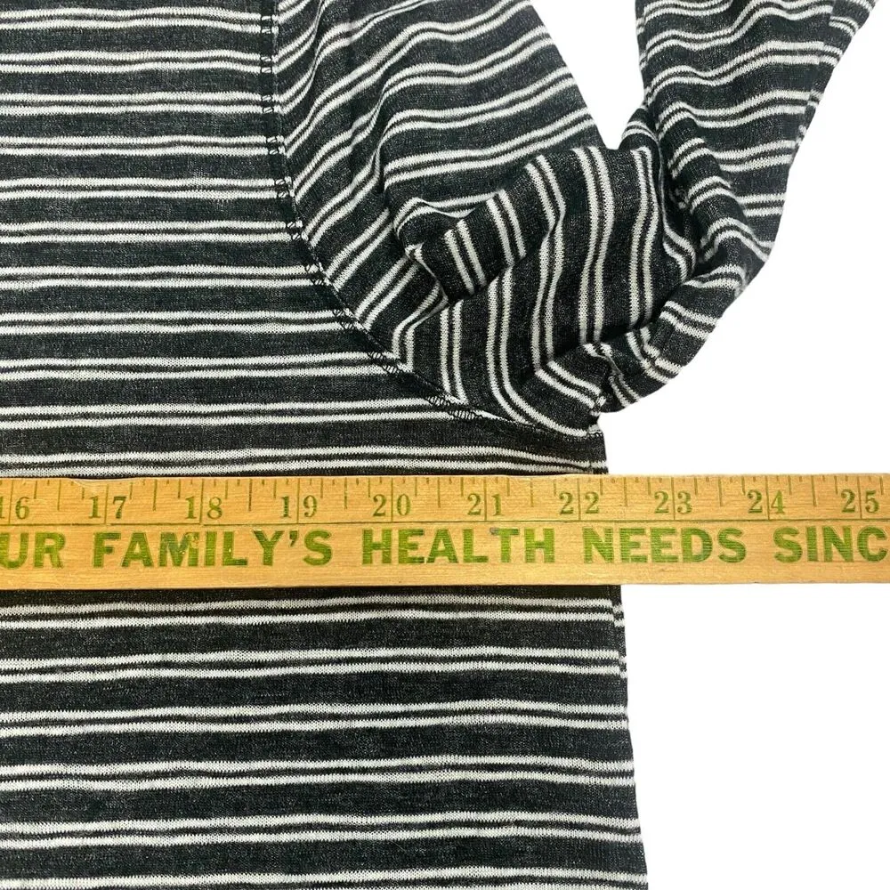 Ann Taylor Loft Women’s Shirt XL Black White Striped Long Sleeve Round Neck - Image 4