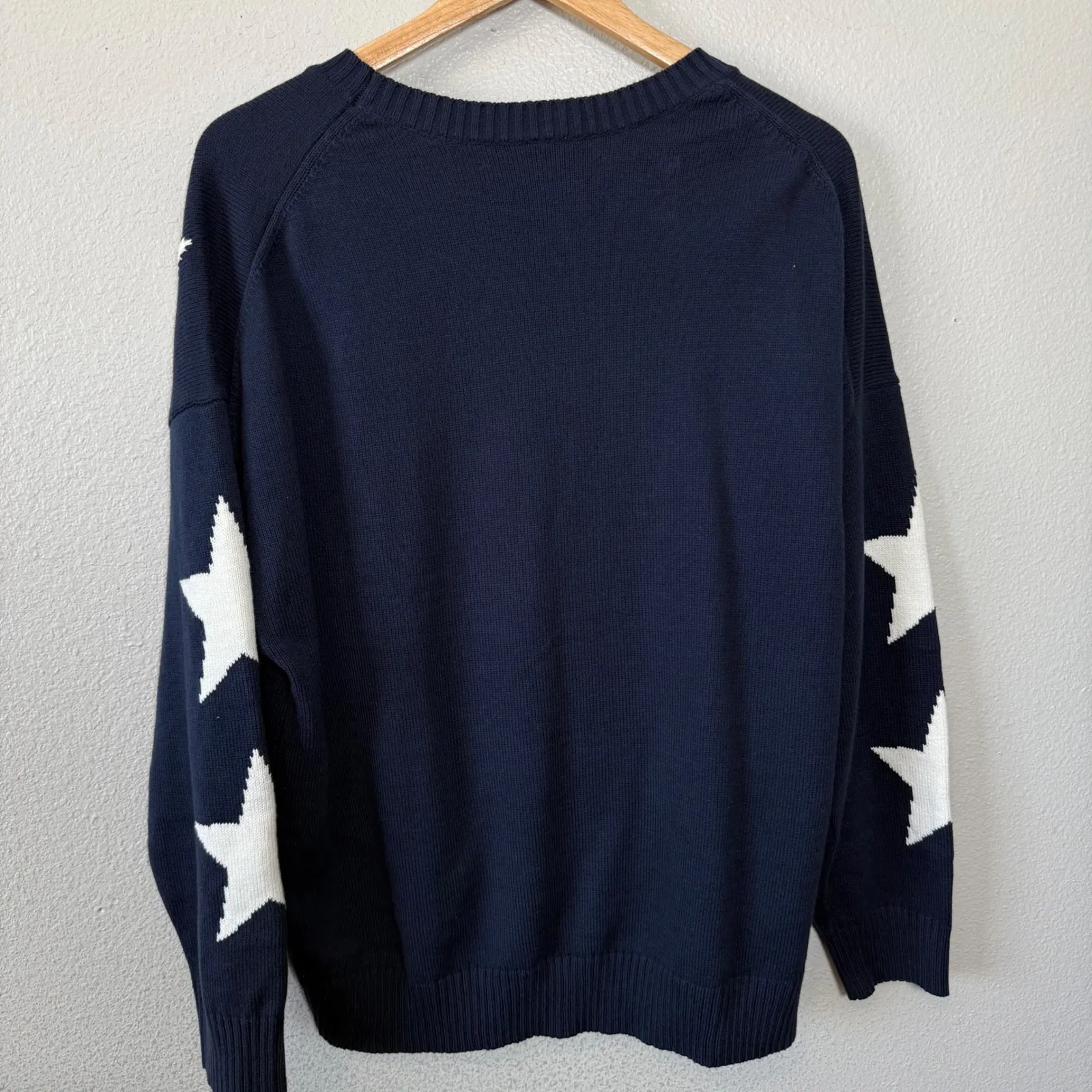 Abound Navy Blue White Star Knit Sweater Pullover Long Sleeve Size L - Image 4