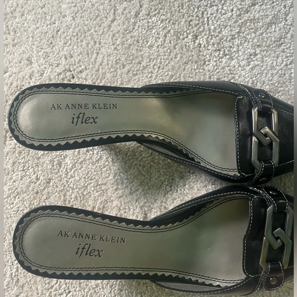 Anne Klein Black Mule Slip On Heels - Image 3