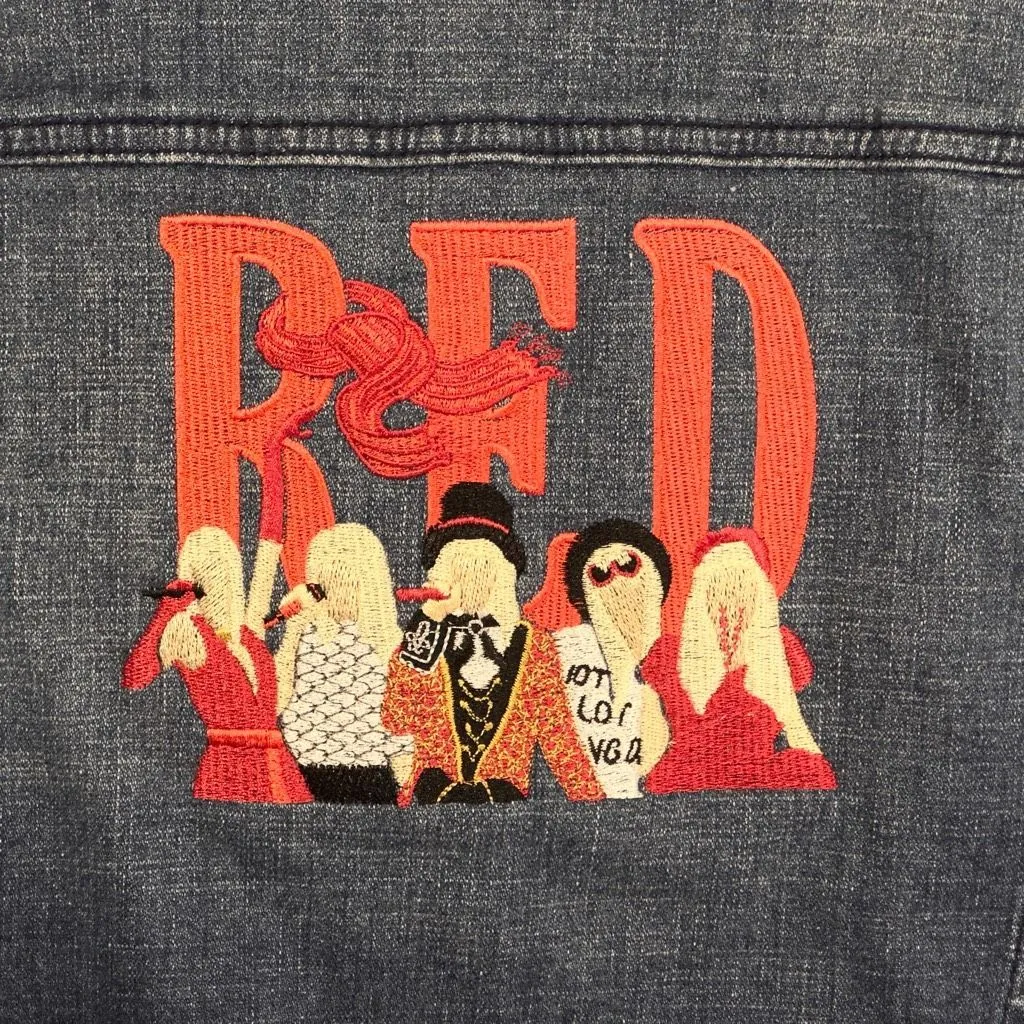 Taylor Swift Denim Vest Custom Embroidered Red Album Lane Bryant Blue‎ 188 - Image 4