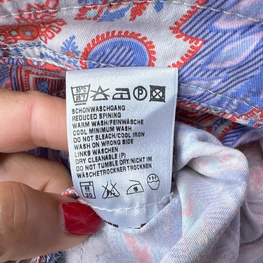 Escada Paisley Print Button Up Cotton Stretch Jacket Size 42 US 12/L Art to Wear Pink Size L - Image 10