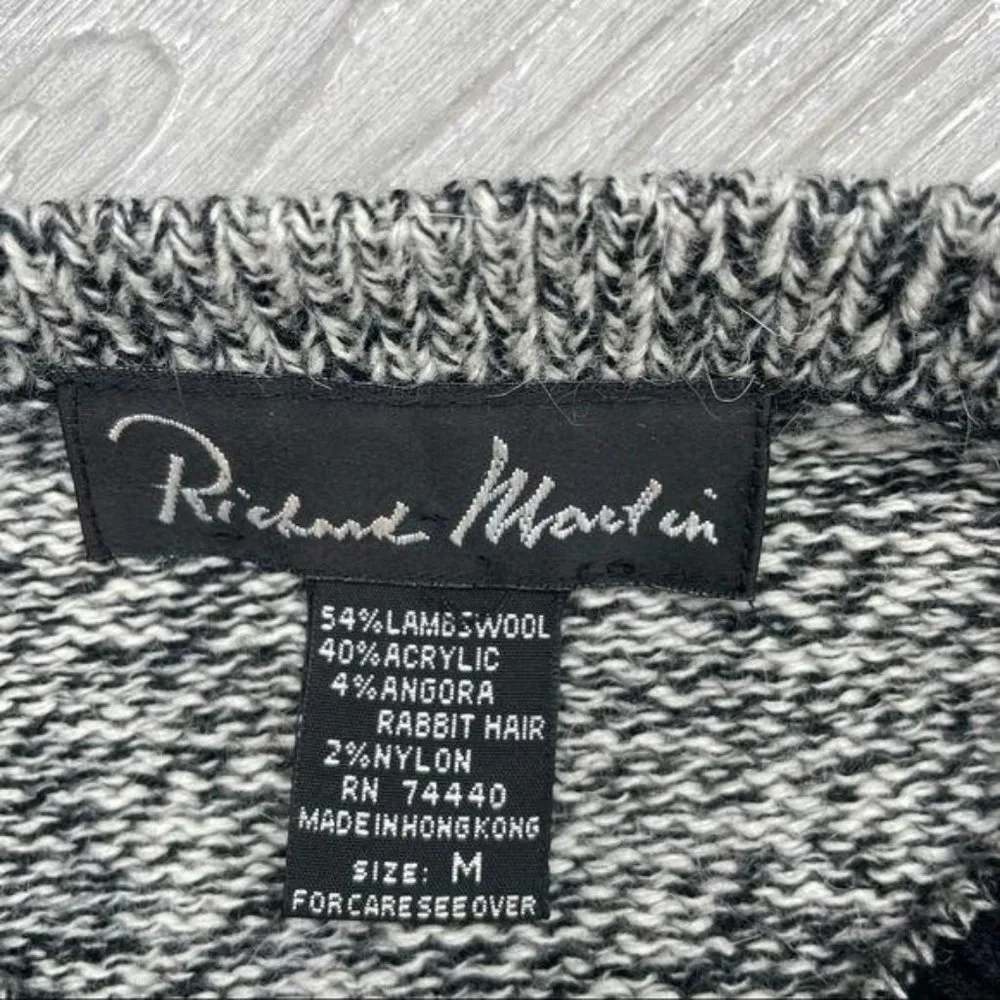 Vintage Richard Martin knit button sweater wool angora top schitt creek m Black Size M - Image 5