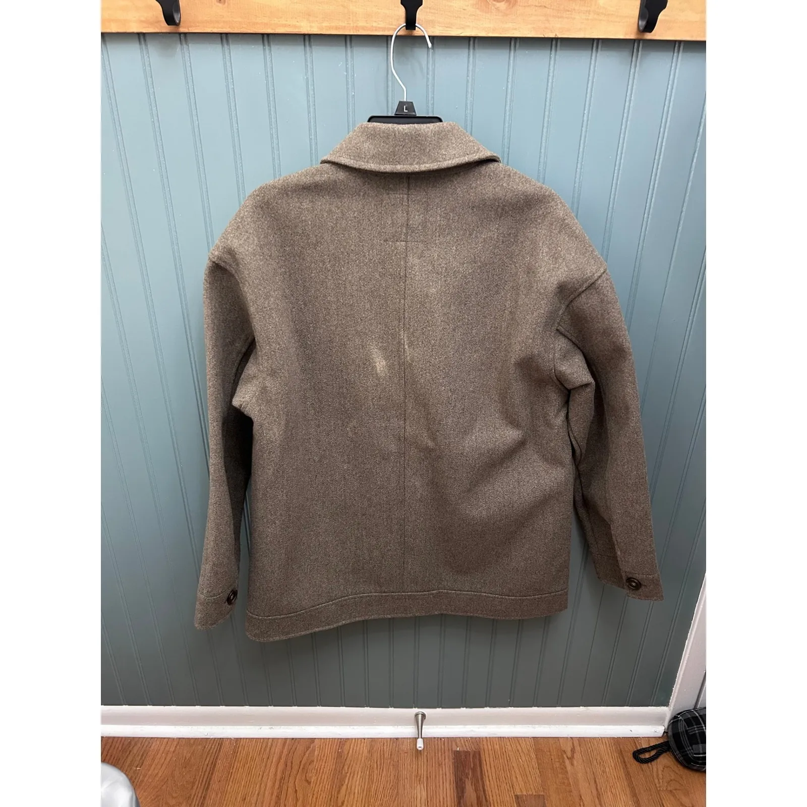 BAGATELLE COLLECTION Women Utility Jacket L Brown Wool Blend‎ Pockets Button Size M - Image 3