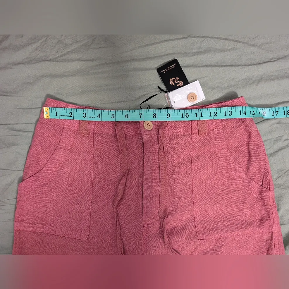 NWT Sincerely Jules Linen Blend Cargo Pants Women's Medium Dusty Pink - Image 5