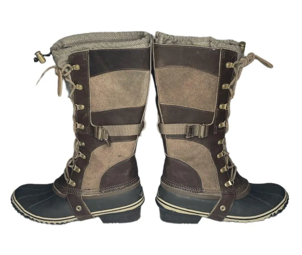 Sorel Conquest Carly Il WP Winter Duck Boots Brown Tan Size 10 - Image 4