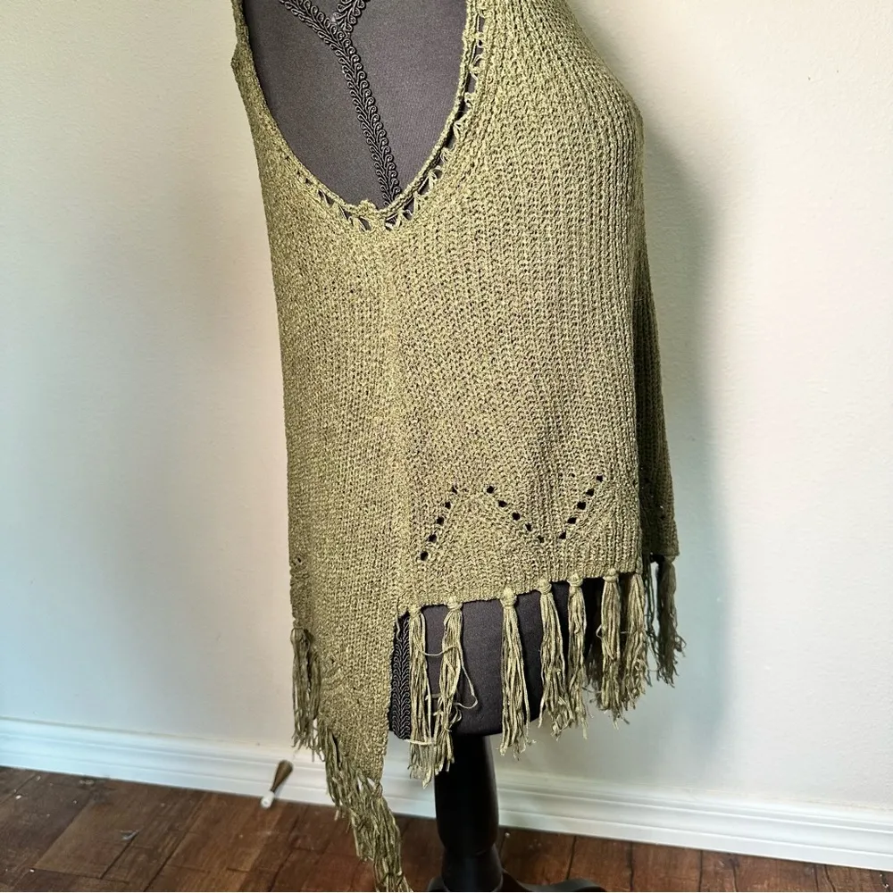 Hem & Thread Green Ribbed Asymmetrical Tank Top with Fringe - Image 5
