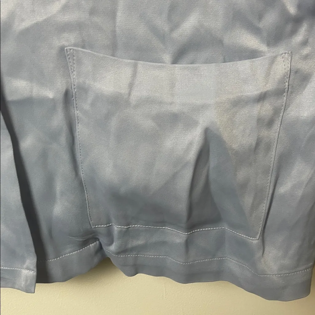 Zara Light Blue Button-Up Shirt with two pockets on the front. - Image 4