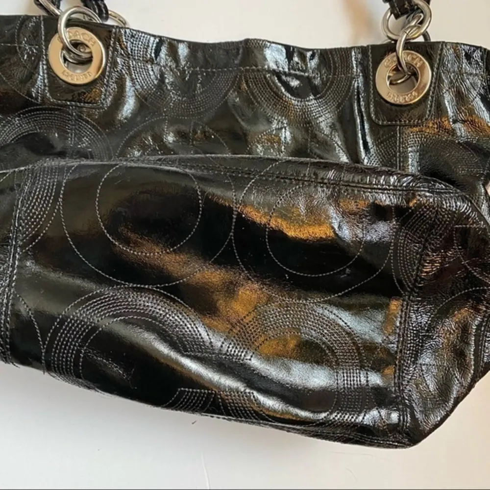 Coach • Solid Black Alex Patent Leather Shoulder Bag Purse - Image 91