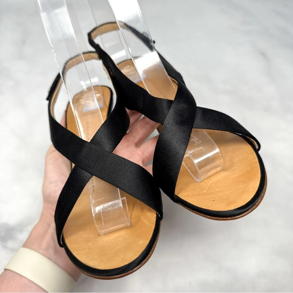 NEW Giuseppe Zanotti Vintage Y2K Silk Satin Rhinestone Sandal Heels Glam Black 6 - Image 7