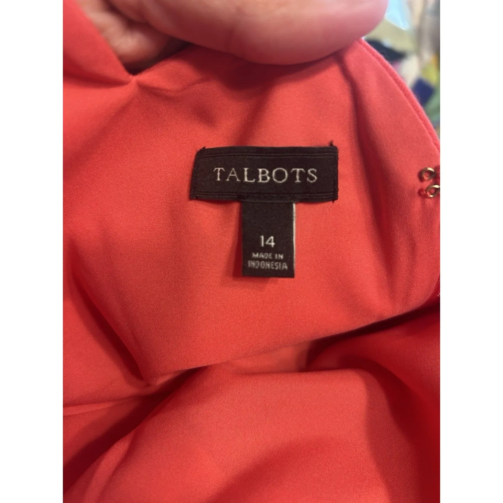 Talbots Coral Pink Scalloped Pointe Knit Sheath Dress Below Knee Modest Size 14 - Image 3