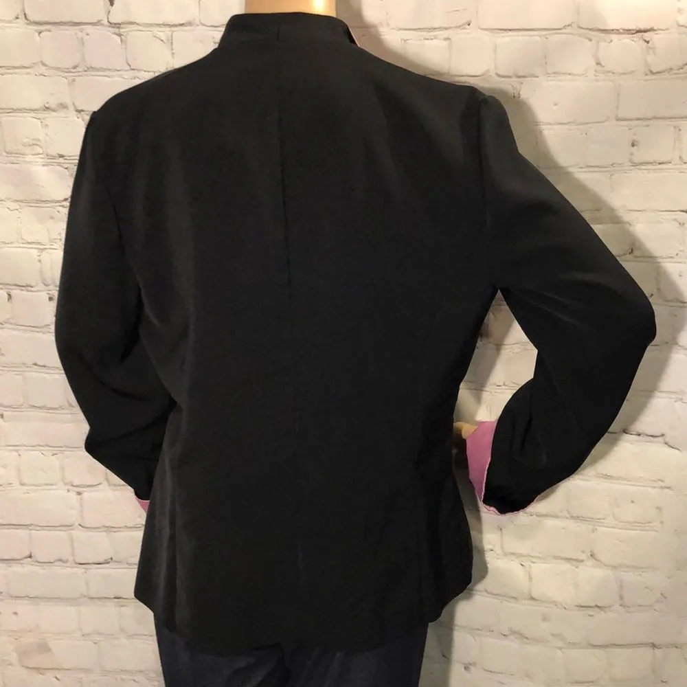 Vintage 1980s or 1990s Miss Dorby Black Blazer with Pink Trim 10 - Image 7