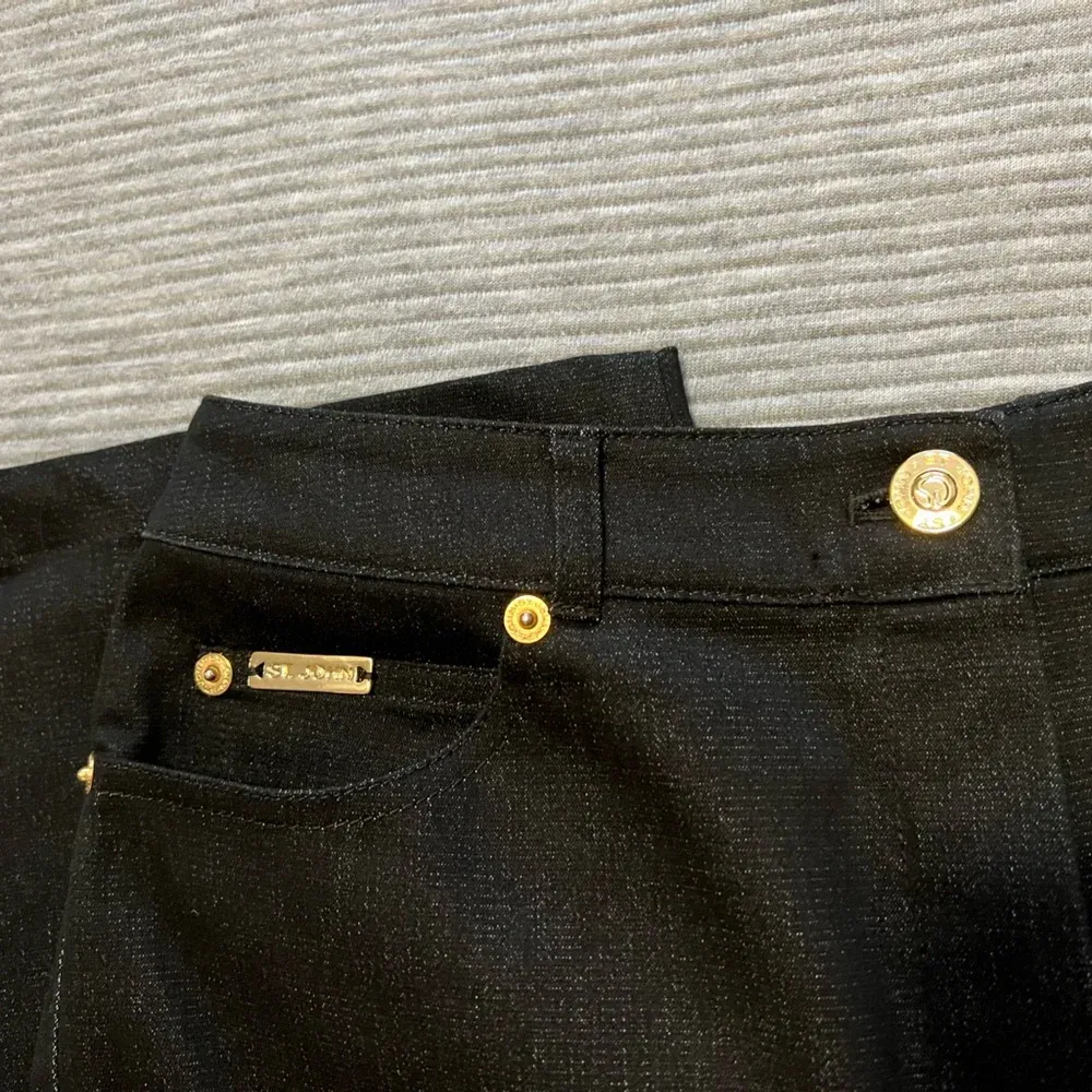 Women’s Vintage St. John Sport Black Denim 2 Piece Suit Jacket Trouser Pants 2 P - Image 9