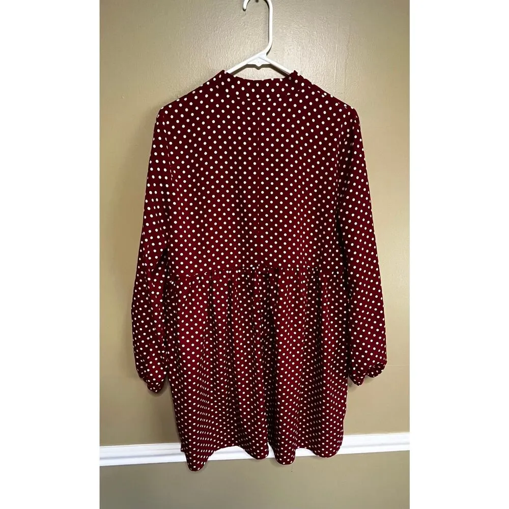SHEIN Red with White Polka Dot Dress - Image 2