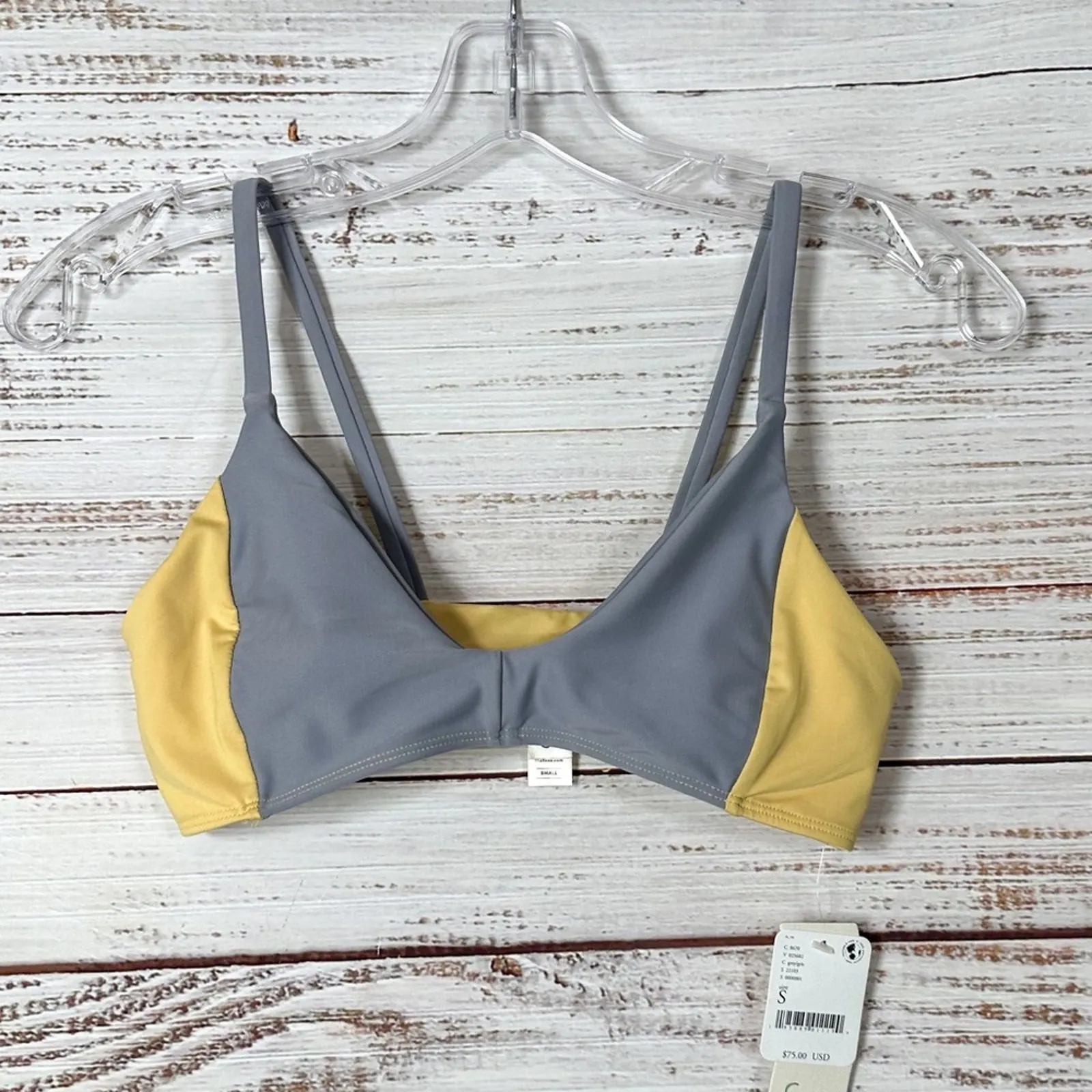 NEW Free People Seea Vega Lotus Gray and Yellow Bikini Top, NWT, Small, MSRP $75 - Image 4