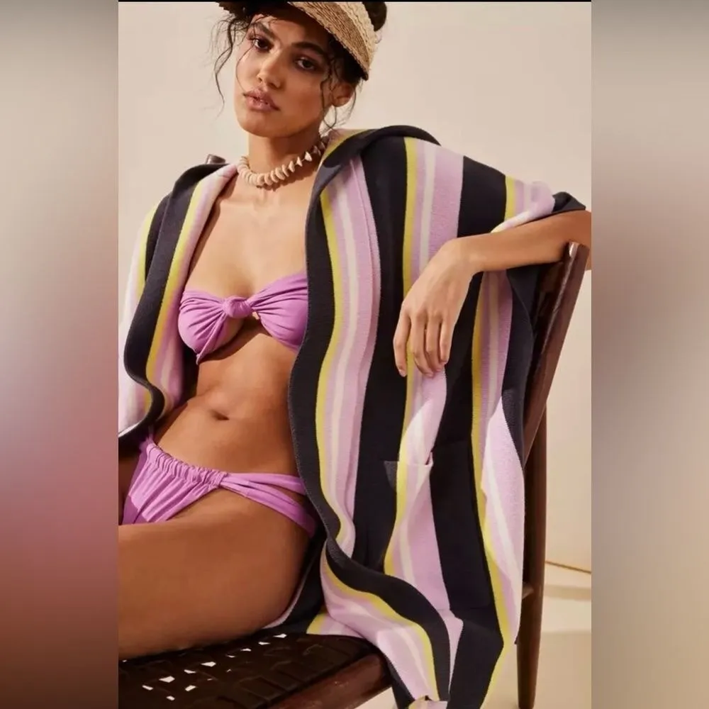 NWOT Free People All I Need Striped Hooded Poncho Cardigan Sweater One Size Boho - Image 2