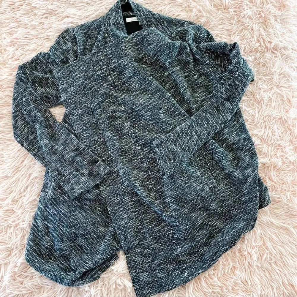 Lovers & Friends Marled Drape Cardigan in Black White Small - Image 3