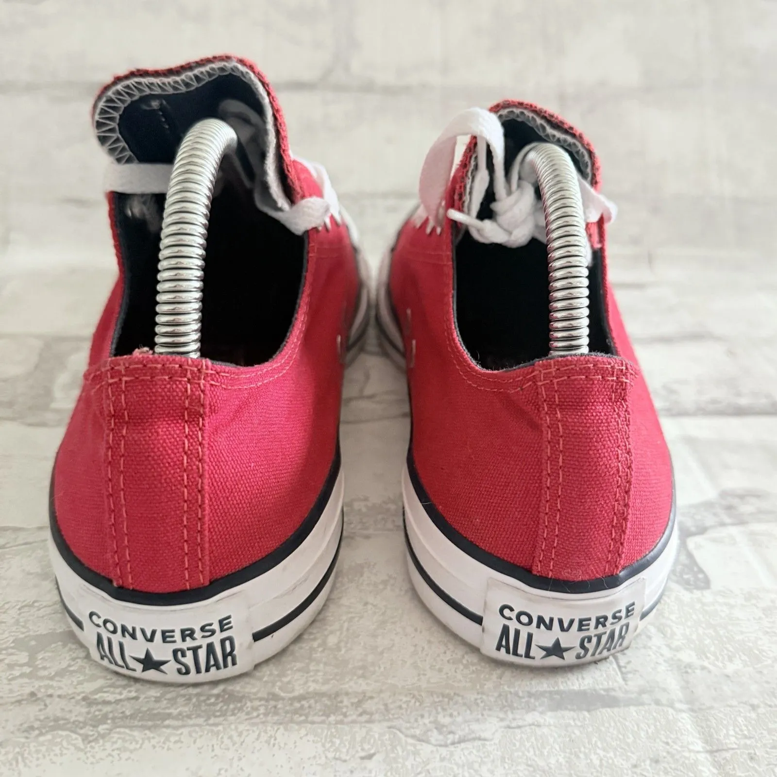 EUC Converse Chuck Taylor Unisex Low Double Tongue Red White Sneakers M7/W9 Size undefined - Image 5