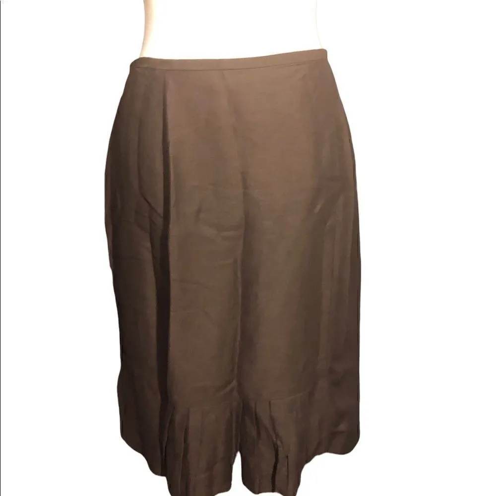 Ann Taylor mocha colored straight linen blend skirt with hidden side zipper - Image 2