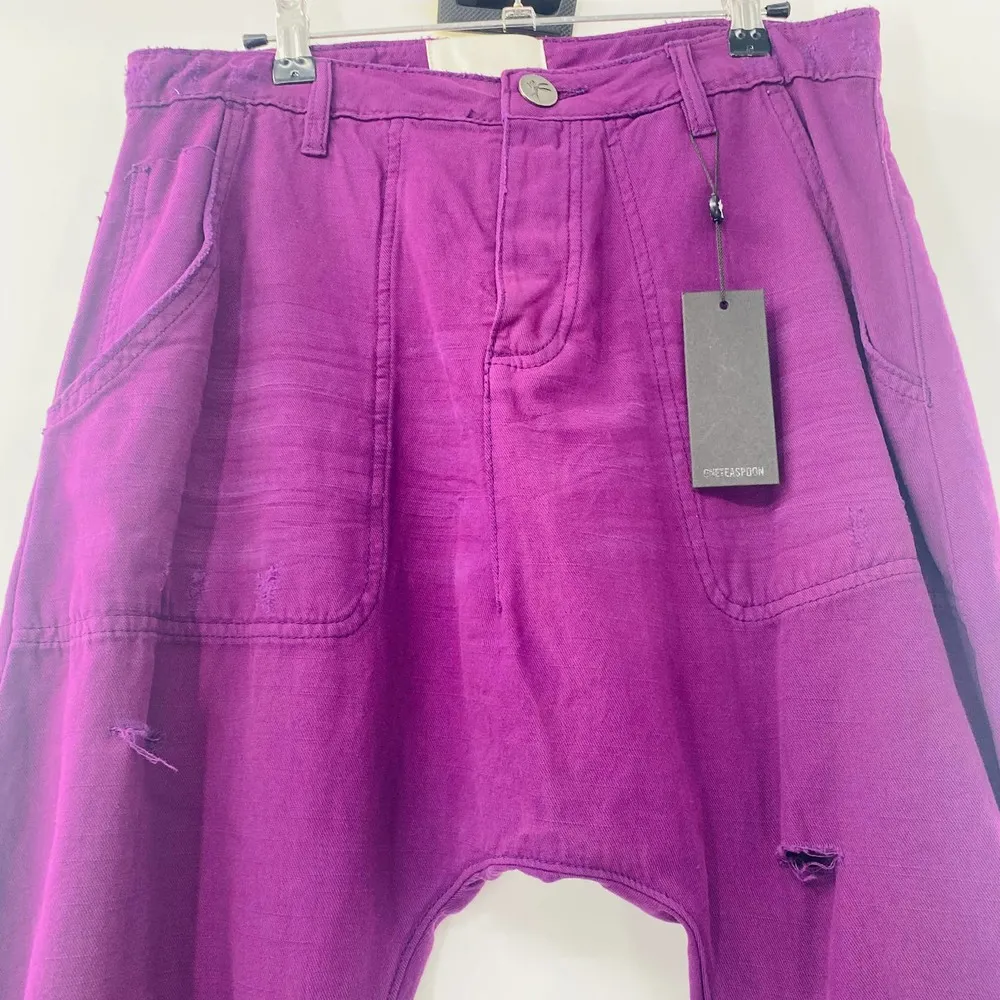 One Teaspoon Deep Purple Sinners Distressed Harem Jeans Size 25 NWT - Image 4
