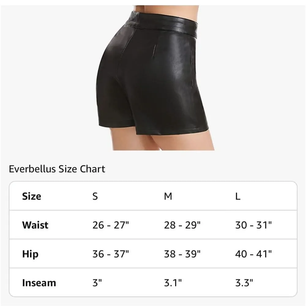 NEW Faux Vegan Leather Shorts Stretchy High Waisted M Black Size M - Image 4