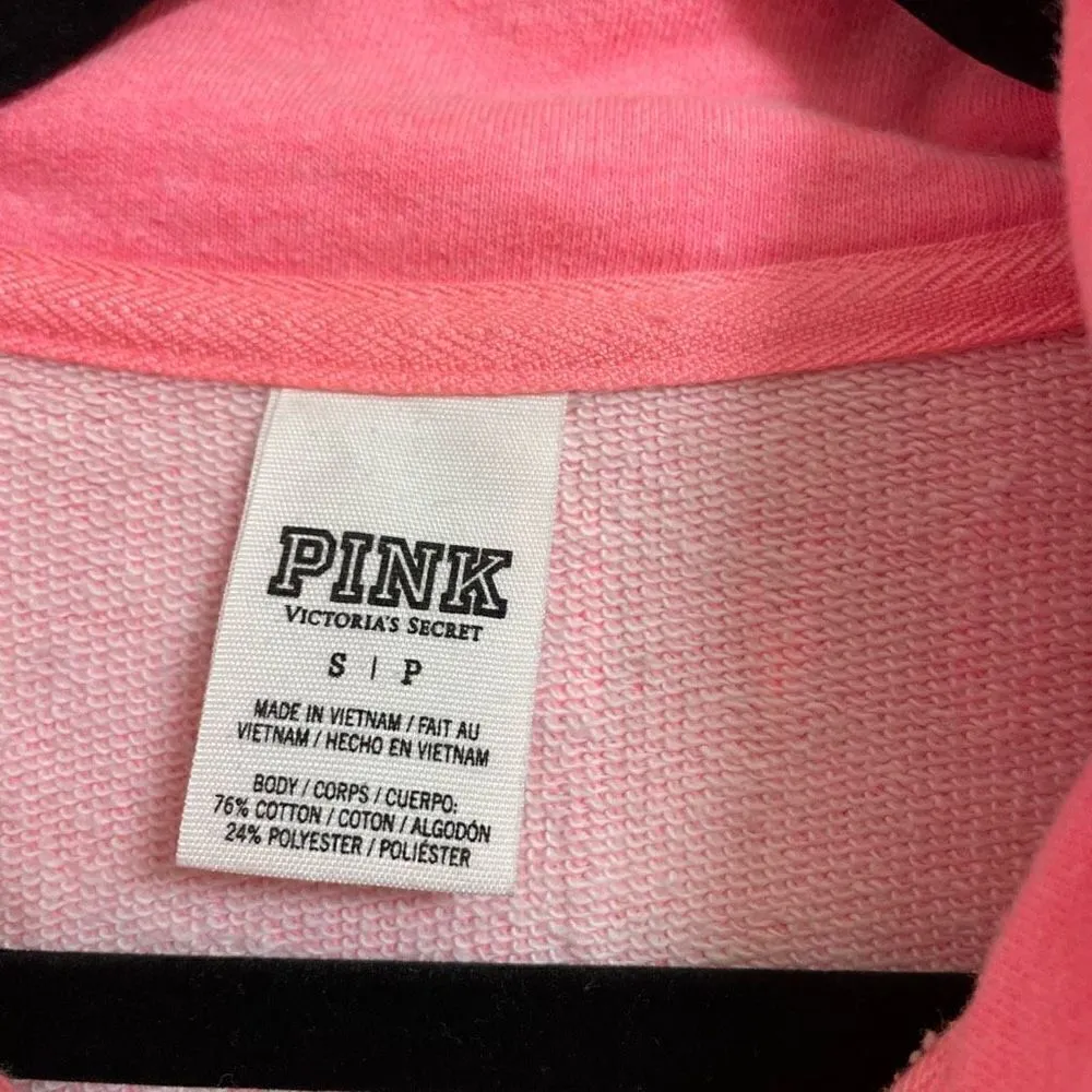 PINK Victorias Secret Light Pink Terrycloth Pullover 1/4 Zip Sweater, S - Image 4