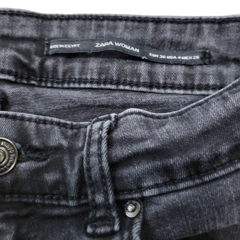 Zara Jeans Size 4 W25"L26" Zara Woman Skinny Jeans Stretch Ankle Crop Jeans Torn Jeans - Image 7