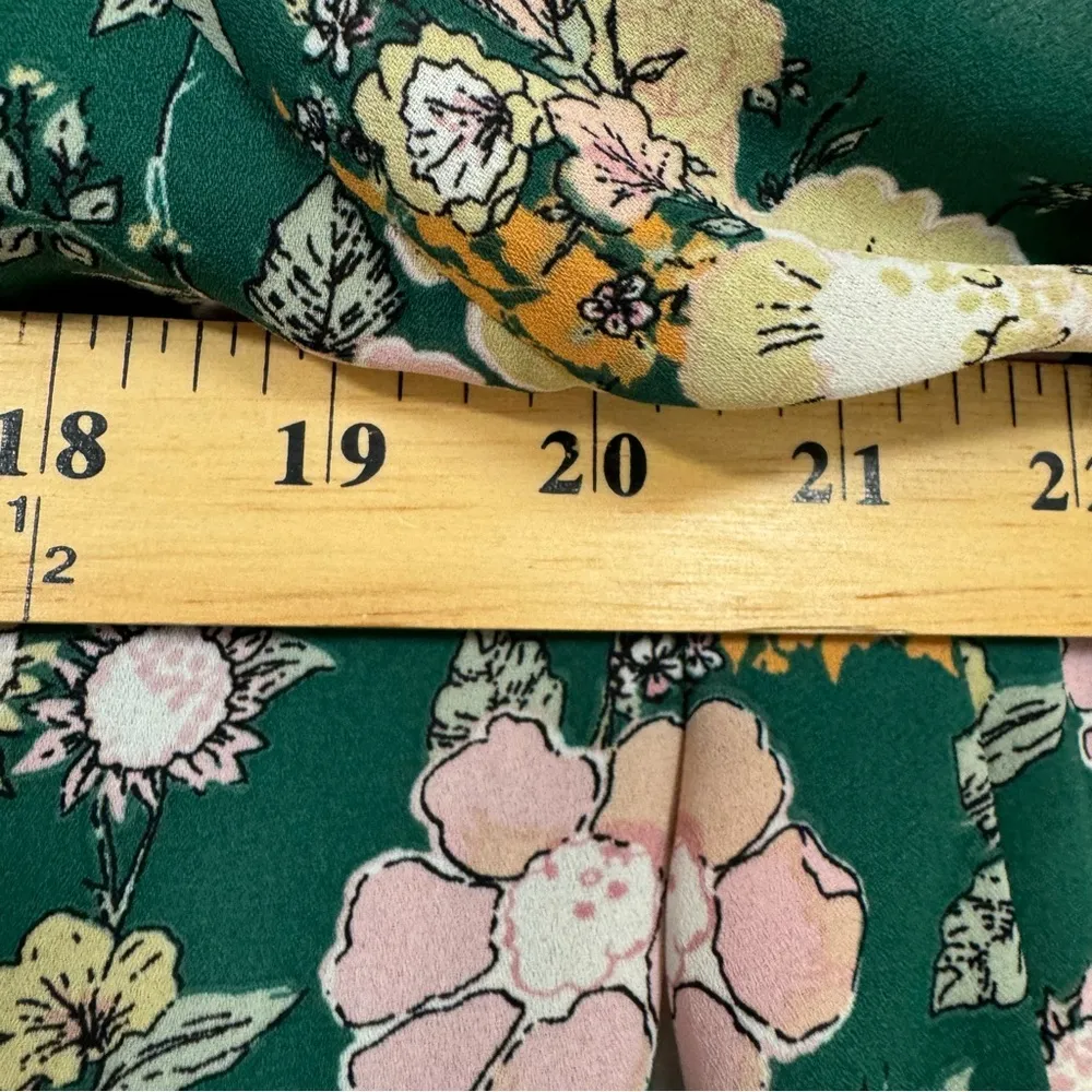 Daniel Rainn DR2 Mixed Floral Green Orange Pink Puff Sleeve Blouse Womens M Boho - Image 5